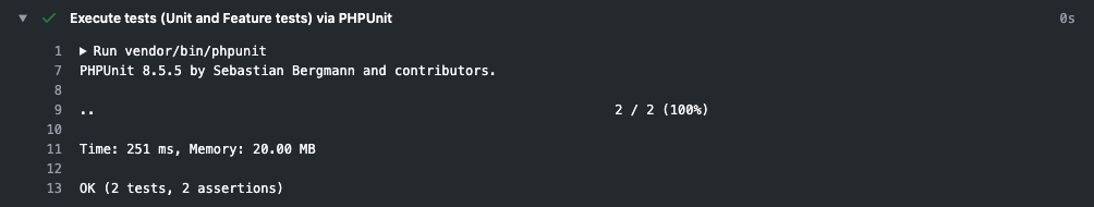 Execute tests (Unit and Feature tests) via PHPUnit